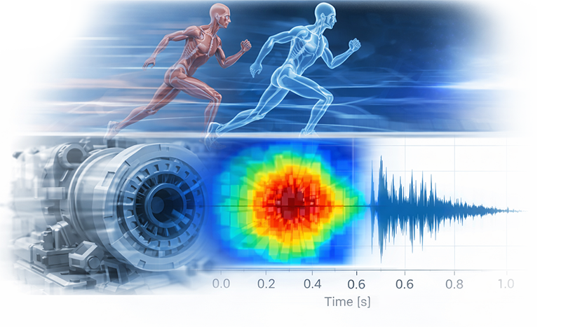 Mission Image: Running human silhouettes and vibration graph
